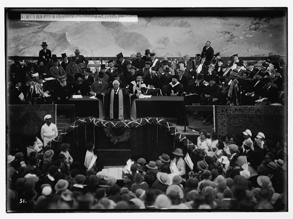 Lord Balfour declaring a Hebrew University open