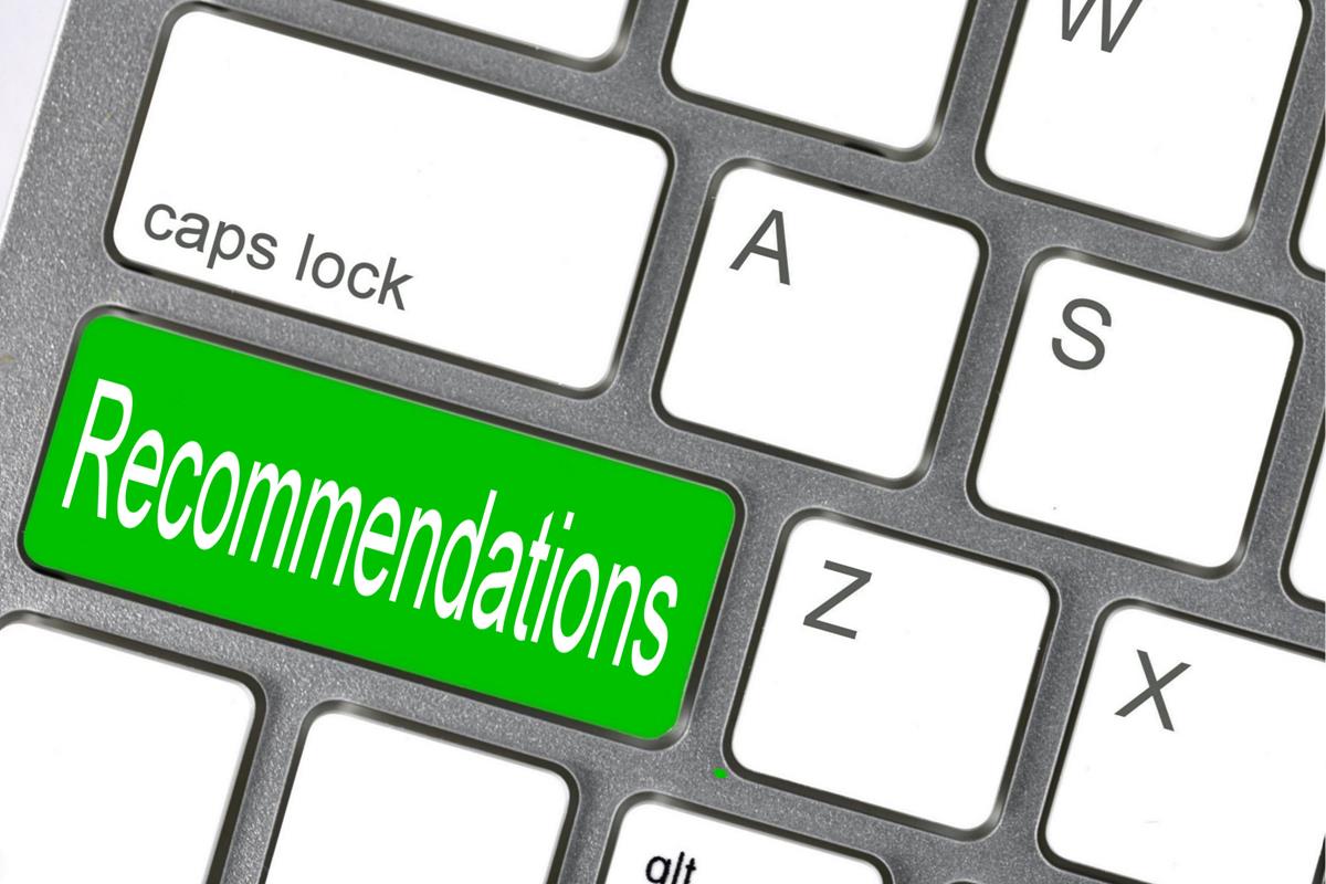 Keyboard button reads 'recommendations'